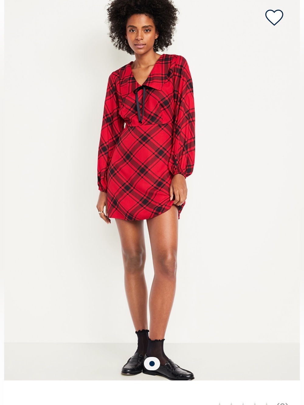 Fit & flared red and Black Plaid Long-Sleeve dress with Black Bow